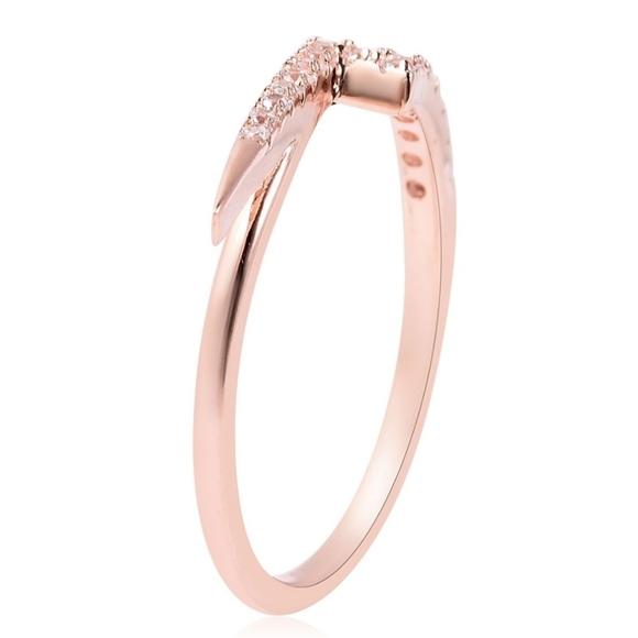 Diamond Lightning Bolt ✦ 14K Rose Gold Over S925 Ring ✦ Greek Mythology Size 7 - Picture 4 of 7
